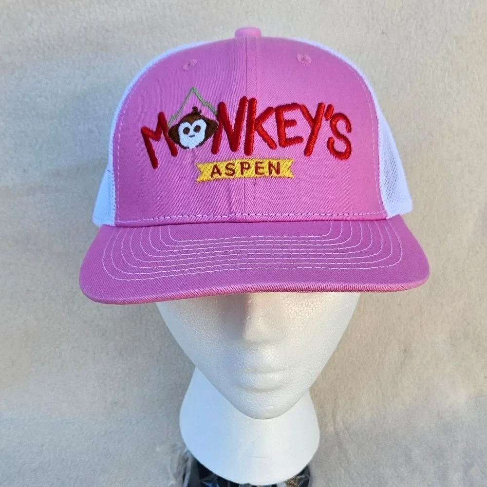 Monkey's Aspen Pink and White Adult Trucker Hat